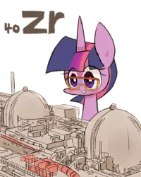 Size: 800x1000 | Tagged: artist:joycall6, blushing, chemistry, chibi, derpibooru import, glasses, nuclear power plant, part of a set, periodic table, power plant, safe, science, series:joycall6's periodic table, solo, twilight sparkle, when you see it, zirconium