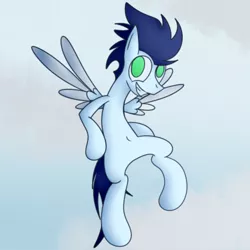 Size: 1024x1024 | Tagged: artist:mr. rottson, belly button, derpibooru import, flying, safe, soarin', solo