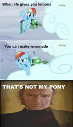 Size: 500x866 | Tagged: cave johnson, derpibooru import, meme, portal 2, portal (valve), rainbow dash, safe, tank, tanks for the memories, that's my pony, that's my x, that's not my pony
