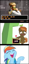 Size: 552x1200 | Tagged: arcade, artist:drpain, art of fighting, button mash, button mash plays, derpibooru import, game over, hearts and hooves day, hearts and hooves day (episode), lee pai-long, mocking, rainbow dash, safe, video game