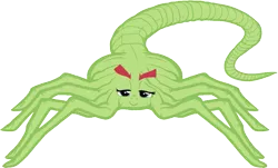 Size: 1101x667 | Tagged: alien, alien (franchise), badumsquish approved, derpibooru import, facehugger, lidded eyes, looking at you, make new friends but keep discord, not salmon, pun, safe, simple background, smiling, solo, transparent background, tree hugger, wat