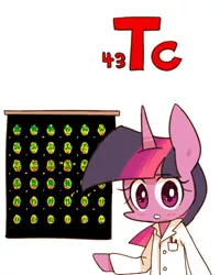 Size: 800x1000 | Tagged: artist:joycall6, clothes, derpibooru import, lab coat, part of a set, periodic table, positron emission tomography, safe, series:joycall6's periodic table, solo, technetium, twilight sparkle