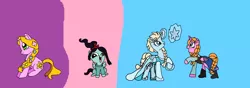 Size: 2344x828 | Tagged: safe, artist:dulcechica19, derpibooru import, ponified, alicorn, pony, anna, elsa, frozen (movie), rapunzel, tangled (disney), vanellope von schweetz, wreck-it ralph