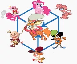 Size: 1306x1084 | Tagged: artist:darkwingsnark, derpibooru import, fusion, fusion diagram, hexafusion, king candy, pinkie pie, safe, wander over yonder, wander (wander over yonder), wreck-it ralph