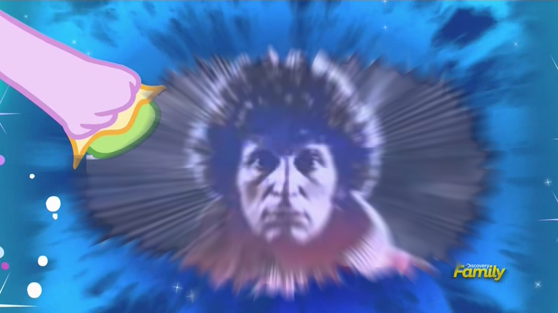 Size: 1263x709 | Tagged: derpibooru import, discord's portal, doctor who, exploitable meme, fourth doctor, make new friends but keep discord, man hyperspace is so freaky, meme, obligatory pony, portal, safe, tom baker