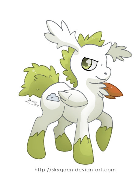 Size: 1152x1501 | Tagged: safe, artist:almairis, derpibooru import, ponified, pony, shaymin, crossover, pokémon, ponymon, simple background, sky forme, solo, transparent background