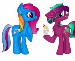 Size: 1254x1024 | Tagged: artist:php76, cupcake, derpibooru import, female, food, g3, g3 to g4, generation leap, lesbian, rainbow dash (g3), safe, shipping, sweetberry, sweetdash