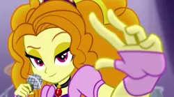 Size: 960x535 | Tagged: safe, derpibooru import, screencap, adagio dazzle, equestria girls, rainbow rocks, looking at you, microphone, solo, these are not the droids you're looking for, under our spell