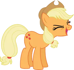 Size: 7316x6924 | Tagged: safe, artist:emedina13, derpibooru import, applejack, earth pony, pony, sonic rainboom (episode), absurd resolution, applejack's hat, cheering, cowboy hat, eyes closed, female, flutteryay, happy, hat, mare, simple background, smiling, transparent background, vector, yay, yeehaw