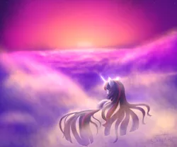 Size: 1200x1000 | Tagged: safe, artist:sweettots, derpibooru import, twilight sparkle, twilight sparkle (alicorn), alicorn, pony, cloud, cloudy, female, long mane, mare, sky