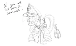 Size: 1000x600 | Tagged: safe, artist:ncmares, derpibooru import, twilight sparkle, twilight sparkle (alicorn), alicorn, pony, commissar, crossover, female, hat, mare, monochrome, sketch, solo, warhammer (game), warhammer 40k