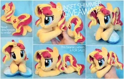 Size: 1530x973 | Tagged: safe, artist:buttercupbabyppg, derpibooru import, sunset shimmer, pony, unicorn, beanie (plushie), irl, photo, plushie