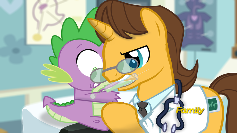 Size: 1920x1080 | Tagged: artist:shutterflyeqd, derpibooru import, discovery family logo, doctor horse, doctor stable, fake screencap, horror, i can't believe it's not hasbro studios, safe, screencap, spike, syringe, trypanophobia