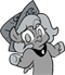 Size: 60x69 | Tagged: artist:egophiliac, cartographer's cap, derpibooru import, emoticon, female, filly, grayscale, hat, monochrome, moonstuck, princess luna, reaction image, safe, shrug, simple background, solo, woona, younger