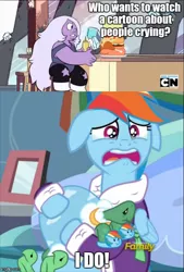 Size: 490x724 | Tagged: amethyst (steven universe), caption, depression dash, derpibooru import, image macro, meme, rainbow dash, safe, steven universe, tank, tanks for the memories, text