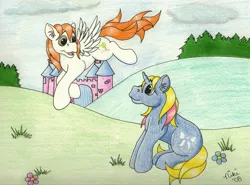 Size: 2973x2197 | Tagged: artist:kohala8, derpibooru import, dream castle, g1, paradise, ribbon (g1), safe, traditional art