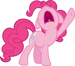 Size: 3516x3113 | Tagged: safe, artist:porygon2z, derpibooru import, pinkie pie, aaugh!, floppy ears, nose in the air, open mouth, pointing, screaming, simple background, solo, tongue out, transparent background, uvula, vector