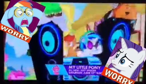 Size: 486x280 | Tagged: safe, derpibooru import, edit, edited screencap, screencap, button mash, hugh jelly, octavia melody, vinyl scratch, earth pony, pony, slice of life (episode), 100th episode, colt, discovery family, discovery family logo, drama, drama bait, male, meme, quality, speakers, tony kornheiser, trailer, why.jpg, worry