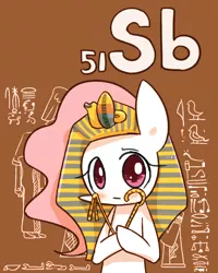 Size: 800x1000 | Tagged: safe, artist:joycall6, derpibooru import, part of a set, princess celestia, alicorn, pony, series:joycall6's periodic table, ancient egypt, antimony, blushing, chemistry, egyptian, female, mare, periodic table, pharaoh, solo, stibium