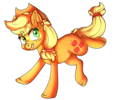 Size: 721x586 | Tagged: safe, artist:phewmonsuta, artist:tinttiyo, derpibooru import, applejack, earth pony, pony, applejack's hat, cowboy hat, cutie mark, female, hair tie, hat, mare, simple background, smiling, solo, transparent background