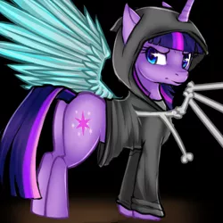 Size: 5100x5100 | Tagged: safe, artist:kyuniko, derpibooru import, twilight sparkle, twilight sparkle (alicorn), alicorn, pony, absurd resolution, clothes, female, hoodie, mare, skeletal wing, solo