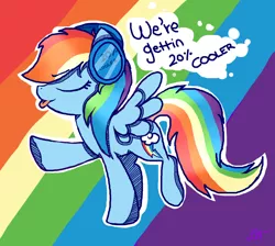 Size: 1305x1169 | Tagged: safe, artist:lucinda250, derpibooru import, rainbow dash, pegasus, pony, 20% cooler, eyes closed, female, headphones, ken ashcorp, mare, solo, song reference, tongue out