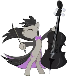 Size: 2092x2390 | Tagged: safe, artist:virenth, derpibooru import, octavia melody, pony, slice of life (episode), awesome, badass, bipedal, bowtie, cello, clothes, eyes closed, longcoat, musical instrument, simple background, solo, transparent background, vector