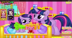 Size: 1362x726 | Tagged: safe, derpibooru import, screencap, twilight sparkle, baby, babylight sparkle, bootleg, clone, dress up who, dressup, dressup games, dressupwho, ever after high, flash game, game, holly o'hair, how is babby formed, image, junior, nightmare fuel, not salmon, png, pregnant, raven queen, self ponidox, wat, wtf, younger, youtube link