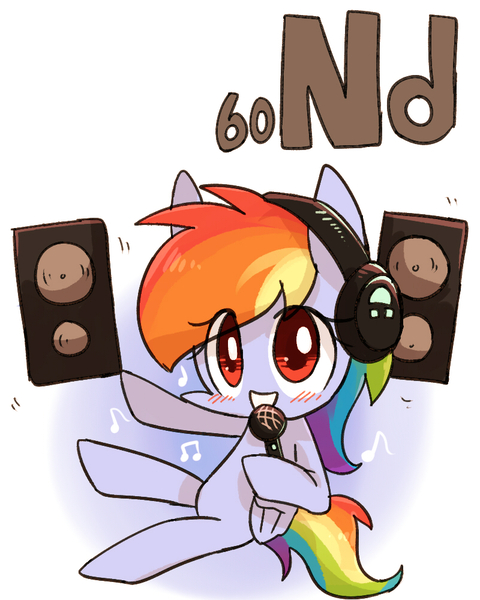 Size: 800x1000 | Tagged: artist:joycall6, derpibooru import, headphones, microphone, neodymium, part of a set, periodic table, rainbow dash, safe, series:joycall6's periodic table, singing, solo, speaker