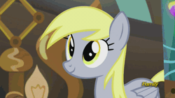 Size: 496x277 | Tagged: safe, derpibooru import, screencap, derpy hooves, pegasus, pony, slice of life (episode), animated, cute, derpabetes, derpy doing derpy things, discovery family, discovery family logo, facehoof, female, mare, scrunchy face, solo