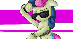 Size: 1775x947 | Tagged: artist:mojo1985, bon bon, bon bond, derpibooru import, rope, safe, secret agent sweetie drops, slice of life (episode), spy, sunglasses, sweetie drops, watch