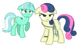 Size: 3000x1800 | Tagged: safe, artist:cheezedoodle96, derpibooru import, bon bon, lyra heartstrings, sweetie drops, pony, slice of life (episode), .svg available, bon bon is not amused, bon bond, female, floppy ears, frown, glare, grappling hook, gritted teeth, mare, raised hoof, rope, scared, secret agent sweetie drops, simple background, svg, transparent background, unamused, vector, watch, wide eyes, worried, wristwatch