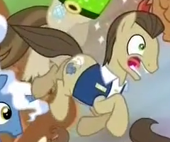 Size: 240x200 | Tagged: safe, derpibooru import, screencap, button mash, dance fever, davenport, pokey pierce, pound cake, earth pony, pony, unicorn, slice of life (episode), colt, female, flying, foal, liquid button, male, mare, scared, stallion