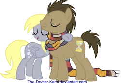 Size: 640x439 | Tagged: safe, artist:the-doctor-kami, derpibooru import, derpy hooves, doctor whooves, time turner, pony, slice of life (episode), clothes, fourth doctor's scarf, male, scarf, simple background, stallion, tom baker's scarf, transparent background, vector