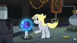 Size: 1362x760 | Tagged: safe, derpibooru import, screencap, derpy hooves, pegasus, pony, slice of life (episode), female, mare, plasma ball, solo