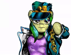 Size: 960x741 | Tagged: derpibooru import, jojo's bizarre adventure, jotaro kujo, oc, oc:portal breakway, safe, unofficial characters only, yare yare daze