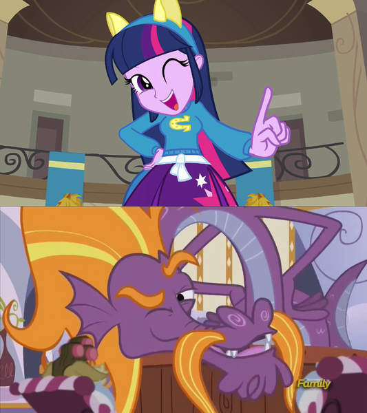 Size: 800x901 | Tagged: safe, derpibooru import, screencap, matilda, steven magnet, twilight sparkle, equestria girls, equestria girls (movie), slice of life (episode), comparison, helping twilight win the crown, one eye closed, wink