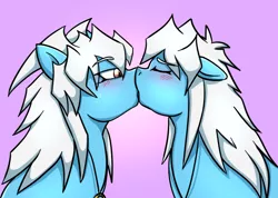 Size: 720x513 | Tagged: safe, artist:deyogee, derpibooru import, ponified, pony, blushing, gay, kissing, male, ryou bakura, sweat, wheredidyamileavemenow, yami bakura, yu-gi-oh!