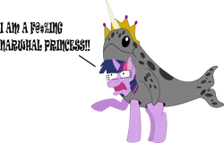 Size: 1024x656 | Tagged: safe, artist:redxmrpimpen, derpibooru import, twilight sparkle, twilight sparkle (alicorn), alicorn, narwhal, pony, clothes, costume, female, mare, vulgar