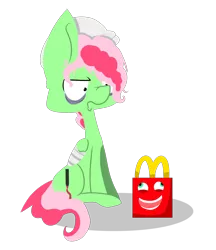 Size: 3061x3540 | Tagged: abomination, artist:lizziepotatopad, derpibooru import, god is dead, happy (mcdonald's), happy (mcdonalds), looking at you, mcdonald's, oc, oc:lizzie, safe, smiling, staring into your soul, unofficial characters only, wat