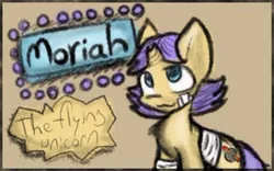 Size: 430x269 | Tagged: safe, artist:zutcha, derpibooru import, oc, oc:whiplash (moriah), unofficial characters only, pony, unicorn, fanfic:the last pony on earth, ponies after people, bandage, broken horn, cutie mark, female, horn, illustration, mare, solo, text