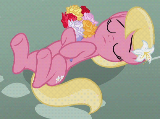 Size: 541x403 | Tagged: animated, bouquet, cute, derpibooru import, eyes closed, fainted, flower, leg twitch, lily, lilybetes, lily valley, on back, playing dead, safe, screencap, slice of life (episode), solo, twitching, underhoof