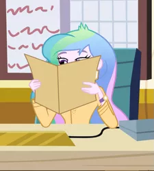 Size: 649x720 | Tagged: safe, derpibooru import, edit, screencap, princess celestia, equestria girls, caption, celestia's folder, celestia's office, image macro, meme, principal celestia, solo, template, text