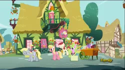 Size: 1920x1080 | Tagged: safe, derpibooru import, screencap, daisy, derpy hooves, flower wishes, lily, lily valley, roseluck, pegasus, pony, slice of life (episode), animation error, female, flower, flower trio, mare, rose, wingless