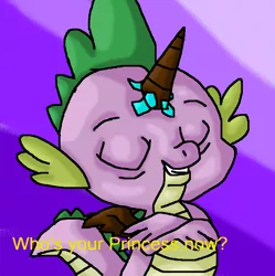 Size: 752x756 | Tagged: artist:mojo1985, derpibooru import, eyes closed, fake horn, fake wings, grin, princess spike (episode), safe, smiling, solo, spike