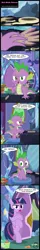 Size: 800x5001 | Tagged: safe, artist:toxic-mario, derpibooru import, spike, twilight sparkle, twilight sparkle (alicorn), alicorn, pony, semi-anthro, princess spike (episode), bipedal, cardboard cutout, caught, comic, crossed hooves, duct tape, fake horn, fake wings, frown, glare, leaning, mirror, open mouth, sitting, smiling, smirk, tape, unamused, wide eyes