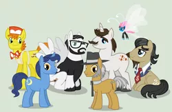 Size: 3395x2213 | Tagged: artist:punzil504, breezie, carrot cake, derpibooru import, father, father's day, filthy rich, hondo flanks, igneous rock pie, male, nightjar, night light, safe, seabreeze