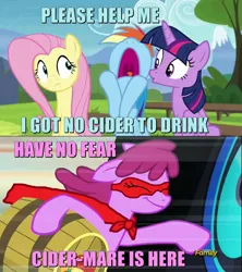 Size: 1280x1440 | Tagged: alicorn, barrel, berry punch, berryshine, cape, caption, clothes, derpibooru import, discovery family logo, edit, edited screencap, fluttershy, mask, meme, parody, rainbow dash, safe, screencap, slice of life (episode), superhero, testing testing 1-2-3, twilight sparkle, twilight sparkle (alicorn)