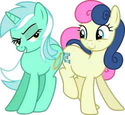 Size: 6862x6310 | Tagged: safe, artist:xhalesx, derpibooru import, bon bon, lyra heartstrings, sweetie drops, earth pony, pony, unicorn, slice of life (episode), absurd resolution, bedroom eyes, best friends, butt bump, butt to butt, butt touch, female, just friends, looking at each other, mare, simple background, smiling, transparent background, vector