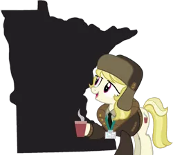 Size: 1381x1241 | Tagged: artist needed, coffee, derpibooru import, dexterous hooves, hat, hoof hold, map, march gustysnows, minnesota, princess spike (episode), safe, simple background, solo, transparent background, ushanka